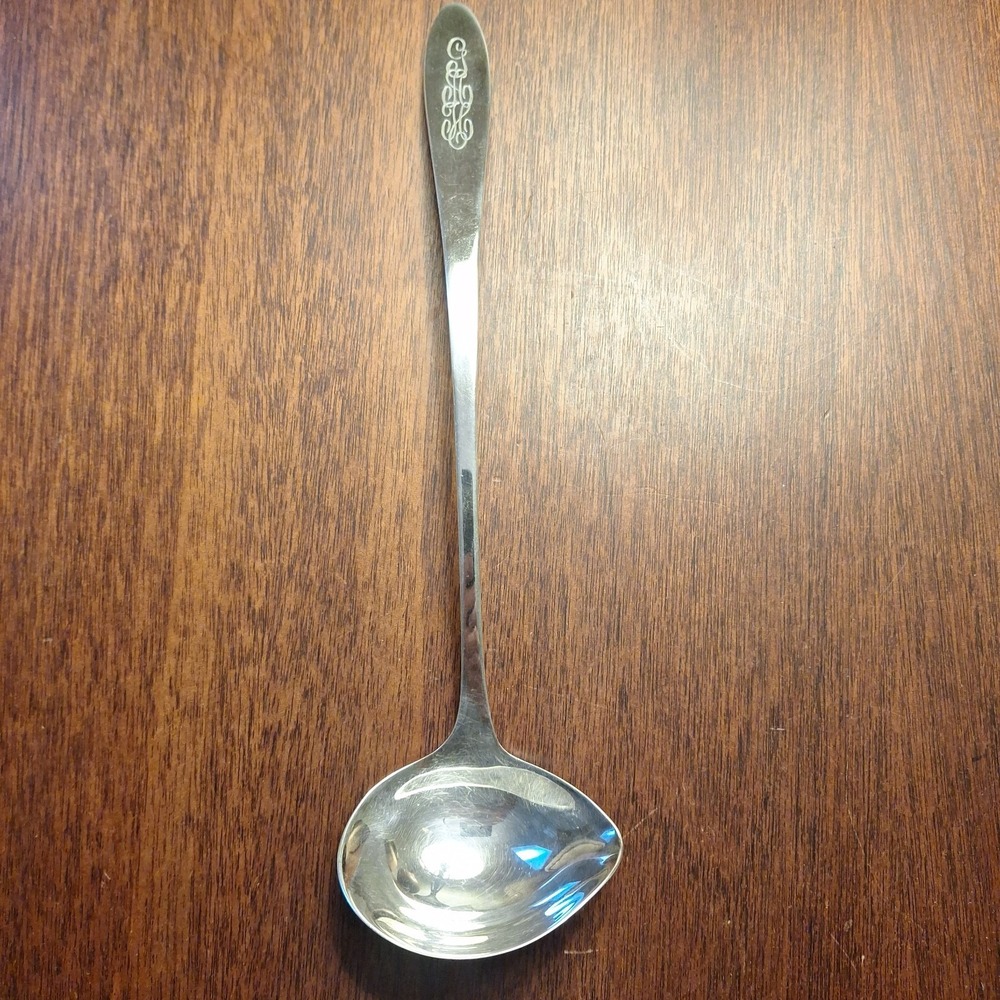 Silverplate Cream Ladle Reed & Barton Belford Art Deco 30s Sauce Engraved 10"